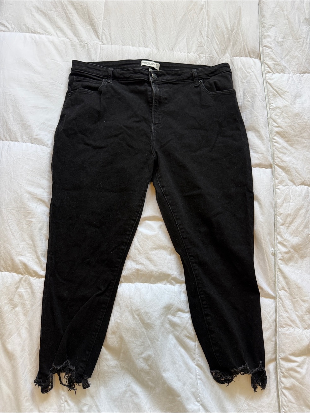 Abercrombie & Fitch Black Ankle Jeans with Frayed Hem